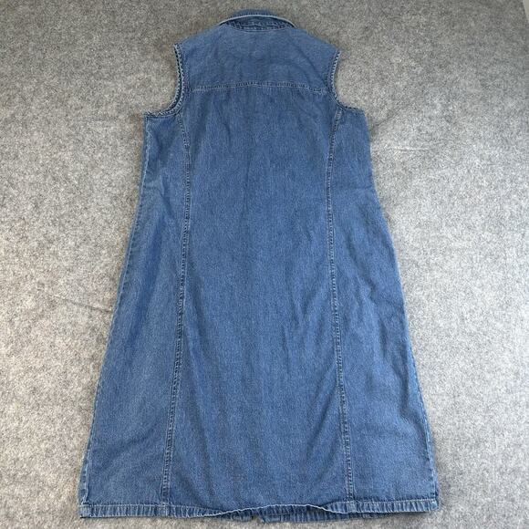 Vintage Denim & Co Denim Dress Medium Button Front Y2K Cotton Cowgirlcore - Picture 5 of 7